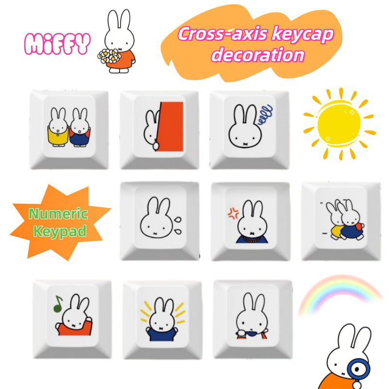 Gaming Keyboard Mechanical - Neue Miffy-Kaninchen-Cartoon-Tastenkappe, niedliche, kreative, blickdichte PBT-Tastenkappe