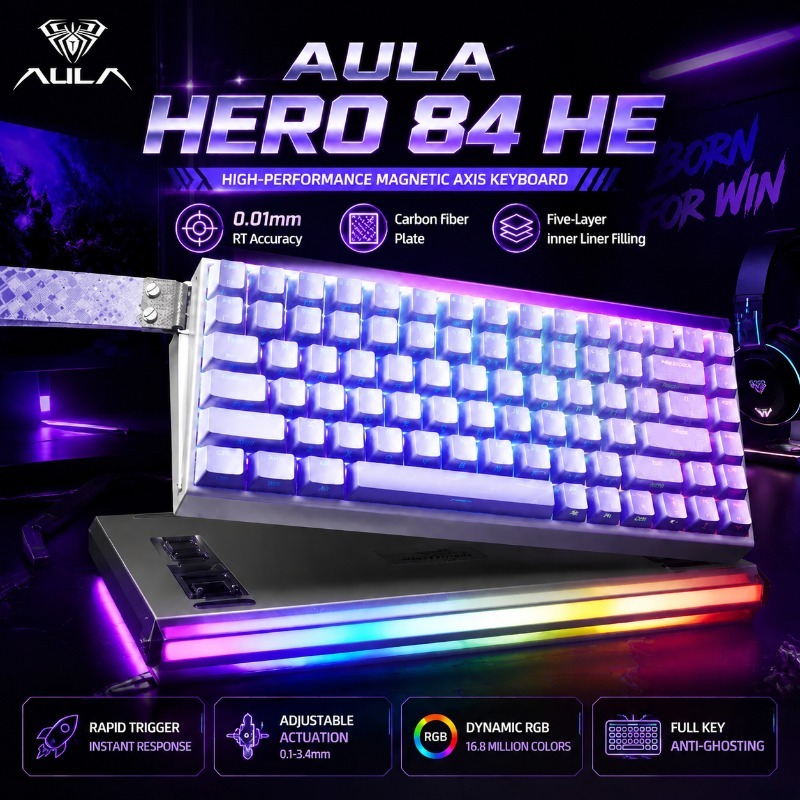 Gaming Keyboard Mechanical - AULA HERO84 Magnetische Gaming-Tastatur mit Schnellauslöser,