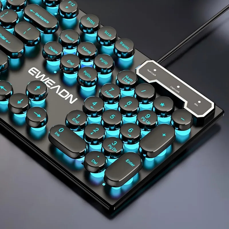 Gaming Keyboard Mechanical - Retro Punk Mechanisches Tastatur-Maus-Set Kabelgebunden Kabellos