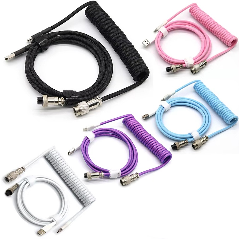 Coiled Usb Cable - Mechanisches Tastatur-Spiralkabel, Aviator-Kabel, Typ-C-zu-USB-Anschluss, Tastatur-Luftfahrtkabel für