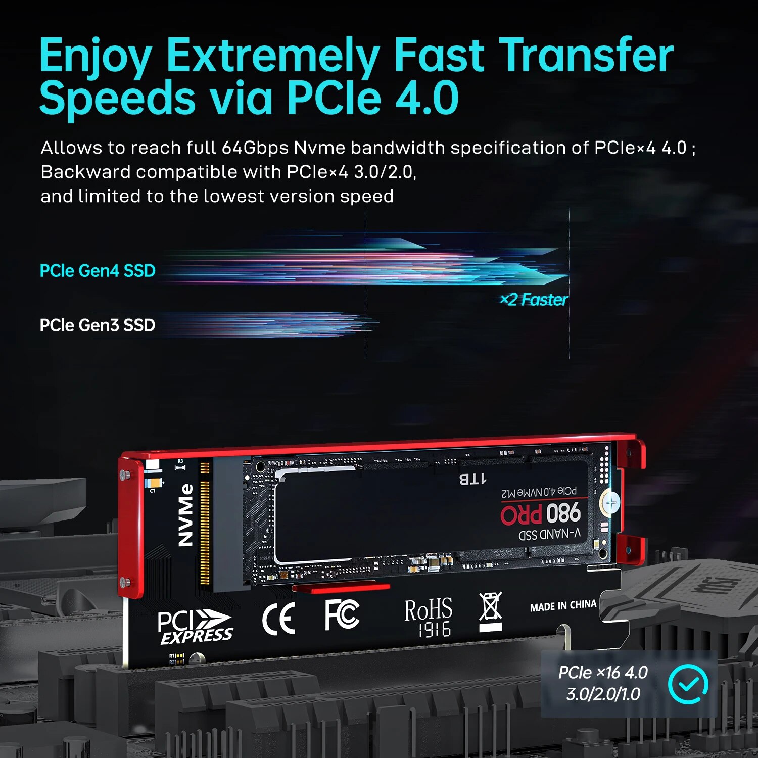 JEYI M.2 NVME zu PCIE 4.0 X16  – Samsung Ssd 980 Pro Bewertung und Preis